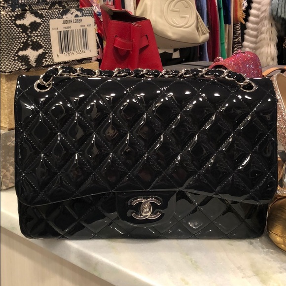 CHANEL Handbags - 2017 Navy Patent Chanel Jumbo